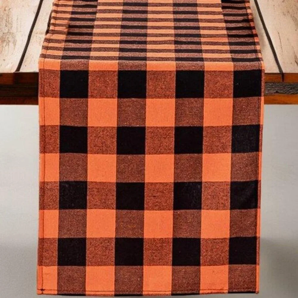 Fall Table Runner Plaid Decorative Halloween Decor Thanksgiving Decoration 90